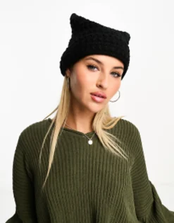 My Accessories London Knitted Square Beanie In