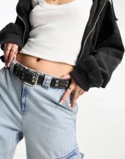 My Accessories London Webbing Double Eyelet Grunge Belt In