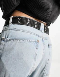My Accessories London Webbing Double Eyelet Grunge Belt In
