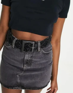 My Accessories London Woven Rattan Crochet Belt In