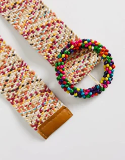 My Accessories London Woven Rattan Crochet Belt In Bright