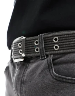 My Accessories Man Webbing Double Eyelet Grunge Belt In
