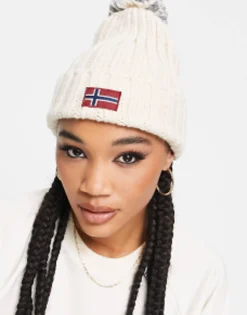 Napapijri Semiury Bobble Beanie In Cream