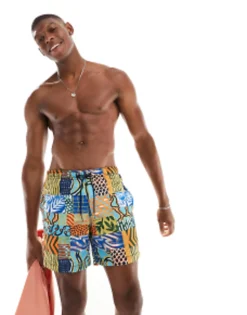 Napapijri Vail Woven Printed Swim Shorts In Patchwork Print