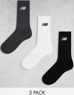 New Balance Logo Crew Socks 3 Pack In