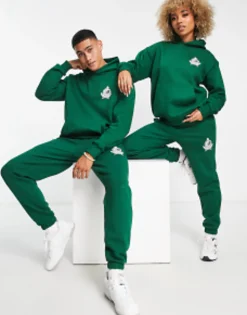 New Balance Members Club Lounge Set In Green- Exclusive To Asos