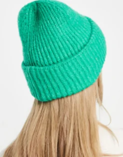 New Look Chunky Turn Up Beanie In Bright Green