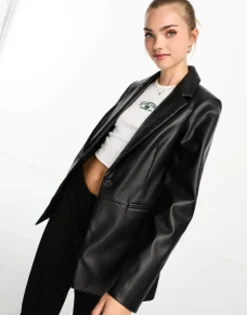 New Look Faux Leather Blazer In