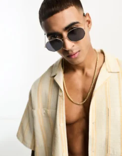 New Look Metal Hexagonal Sunglasses In