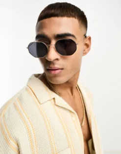 New Look Metal Hexagonal Sunglasses In