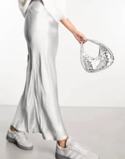 New Look Satin Maxi Skirt In