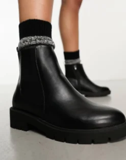 New Look Wide Fit Pu Stitch Chelsea Boots In