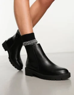 New Look Wide Fit Pu Stitch Chelsea Boots In