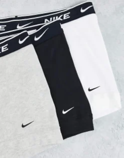 Nike 3 Pack Cotton Stretch Trunks In Black/Grey/White