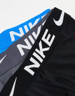 Nike 3 Pack Dri-Fit Microfibre Trunks In Blue Grey And Black