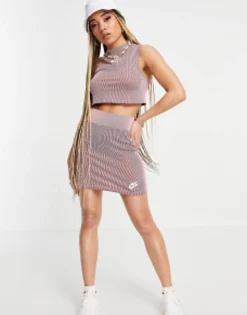Nike Air Ribbed Coord In Pink