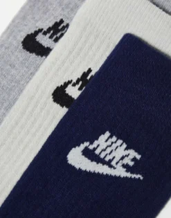 Nike Everyday Essential 3 Pack Socks In Black, White And Grey
