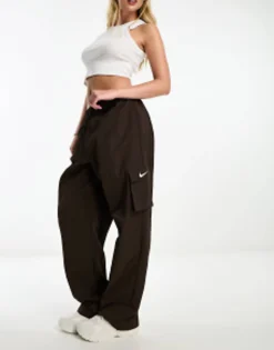 Nike Mini Swoosh Woven Cargo Trousers In Baroque Brown