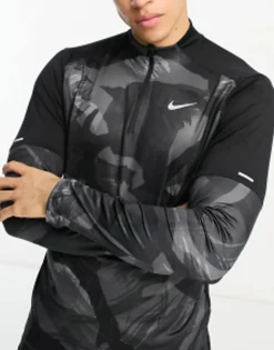 Nike Running Element Camo Half Zip Sweat In