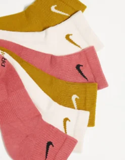 Nike Training Everyday Plus 3 Pack Ankle Socks In Pink, Brown And Beige