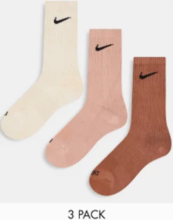 Nike Training Unisex Cush Crewsock 3 Pack Socks In Natural