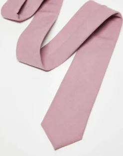 Noak Wool Rich Slim Tie In Dusty Pink
