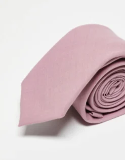 Noak Wool Rich Slim Tie In Dusty Pink