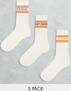 Only & Sons 3 Pack Tennis Socks With Weekend Print