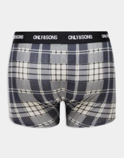 Only & Sons 3 Pack Trunks In Navy Check