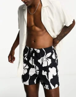 Only & Sons Floral Swim Short In Navy