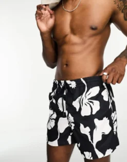 Only & Sons Floral Swim Short In Navy