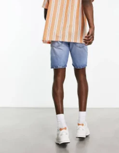 Only & Sons Loose Fit Denim Shorts In Light Wash