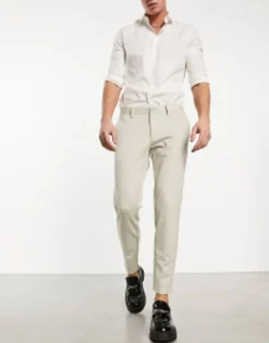 Only & Sons Slim Fit Tapered Smart Trousers In Beige