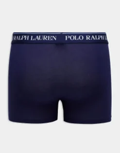 Polo Ralph Lauren 3 Pack Trunks In Navy Tan And Blue With Logo