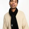 Polo Ralph Lauren Ribbed Pima Cotton Scarf In Black With Logo