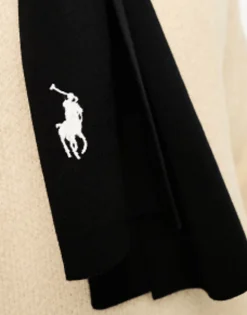 Polo Ralph Lauren Ribbed Pima Cotton Scarf In Black With Logo