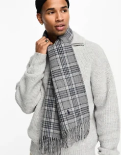 Polo Ralph Lauren Wool Scarf In Red Blue Check With Pony Logo