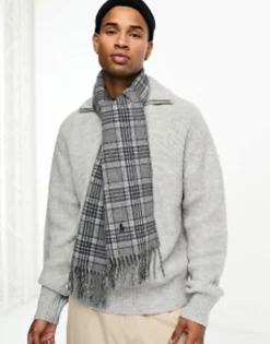 Polo Ralph Lauren Wool Scarf In Red Blue Check With Pony Logo