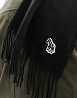 Ps Paul Smith Zebra Logo Knit Scarf In