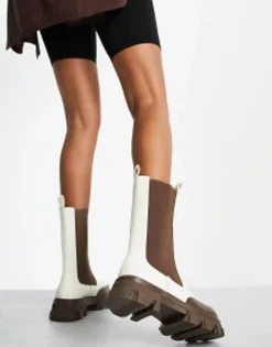 Public Desire Exclusive Kira Calf Length Chelsea Boots With Contrast Sole In