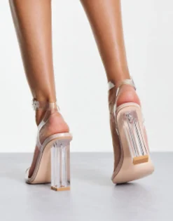 Public Desire Wide Fit Alia Clear Strap Heeled Sandals