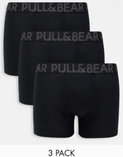 Pull&Bear 3 Pack Contrast Waistband Boxers In