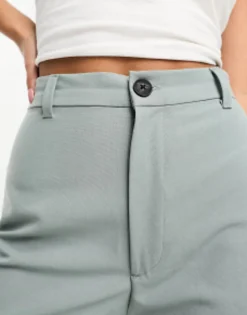 Pull&Bear High Waisted Tailored Straight Leg Trouser In Pale Blue