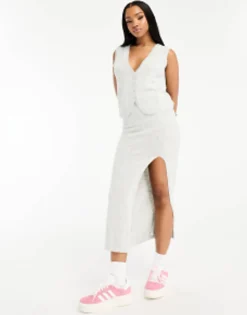 Pull&Bear Soft Touch Waistcoat Co-Ord In Light
