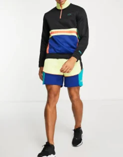 Puma Basketball Pullover 1/4 Zip Top In Colourblock And Yellow