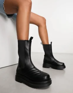 Raid Adalee Stitch Detail Calf Length Boots In