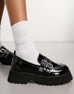Raid Mitali Chunky Loafer With Hardware In Black