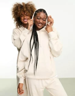 Reclaimed Vintage Unisex Hoodie Co-Ord In Washed Stone - Ivory