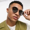 River Island Flat Round Sunglasses In