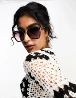 River Island Oversized Glasses With Metal Rim In